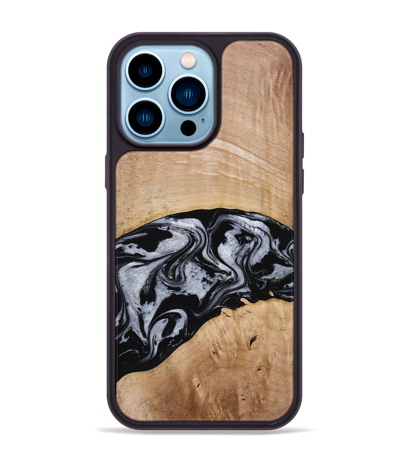 iPhone 14 Pro Max Wood Phone Case - Aviana (Black & White, 773307)