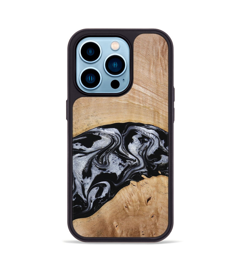 iPhone 14 Pro Wood Phone Case - Aviana (Black & White, 773307)
