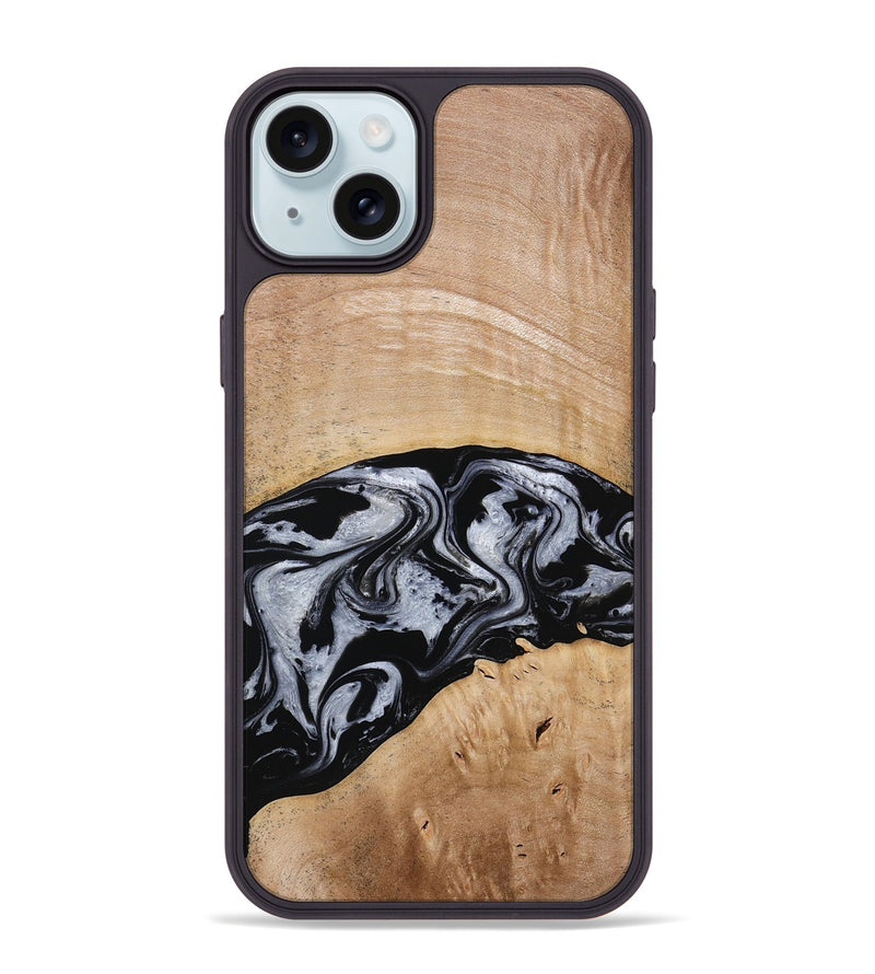 iPhone 15 Plus Wood Phone Case - Aviana (Black & White, 773307)