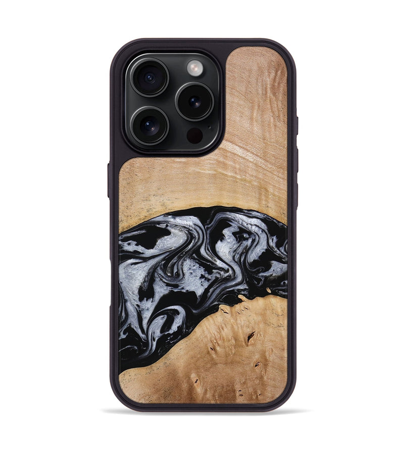 iPhone 16 Pro Wood Phone Case - Aviana (Black & White, 773307)