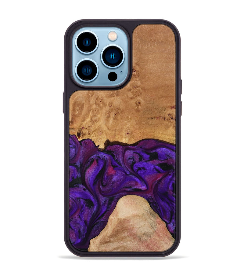 iPhone 14 Pro Max Wood Phone Case - Ivanna (Purple, 773322)