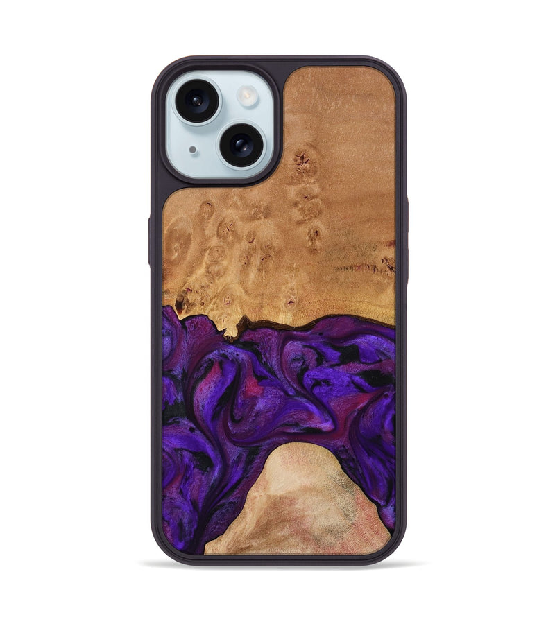 iPhone 15 Wood Phone Case - Ivanna (Purple, 773322)