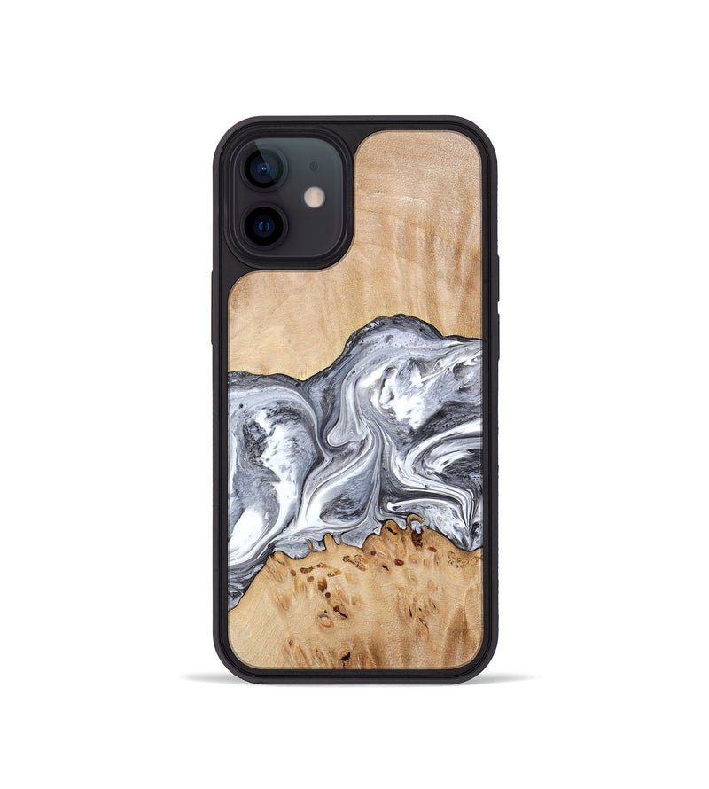 iPhone 12 mini Wood Phone Case - Lea (Black & White, 773635)