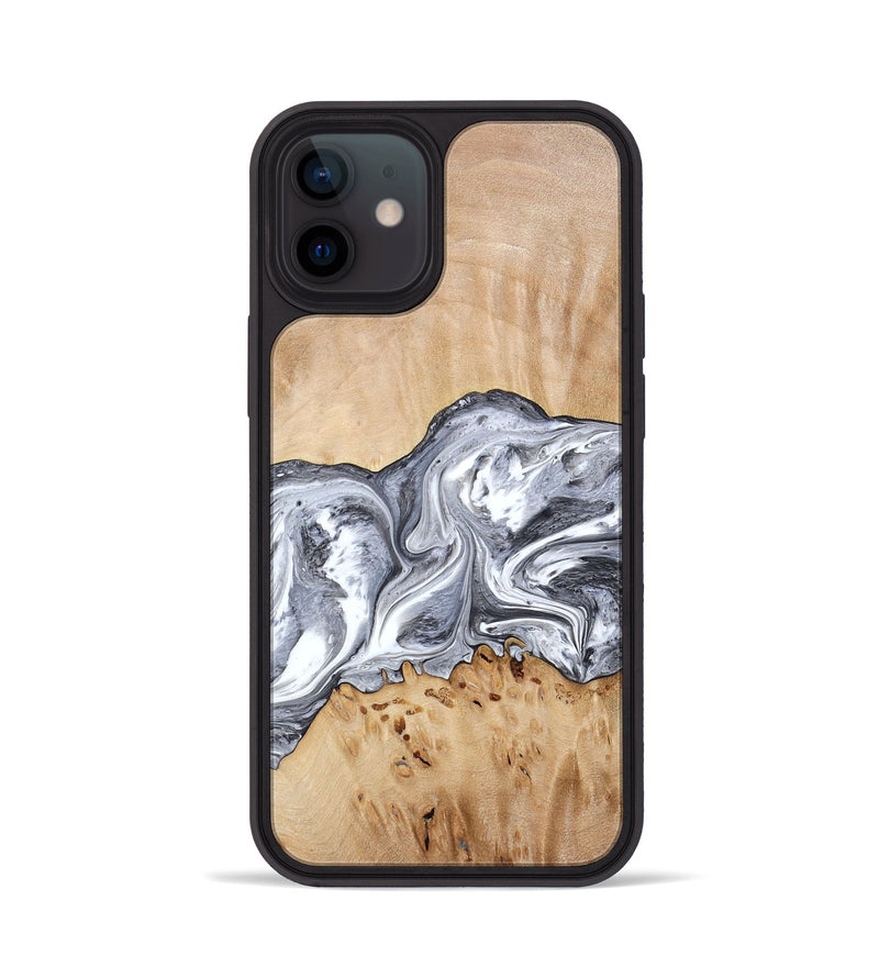 iPhone 12 Wood Phone Case - Lea (Black & White, 773635)
