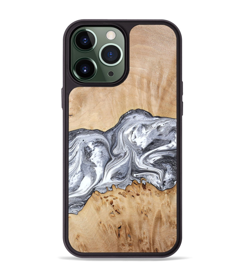 iPhone 13 Pro Max Wood Phone Case - Lea (Black & White, 773635)