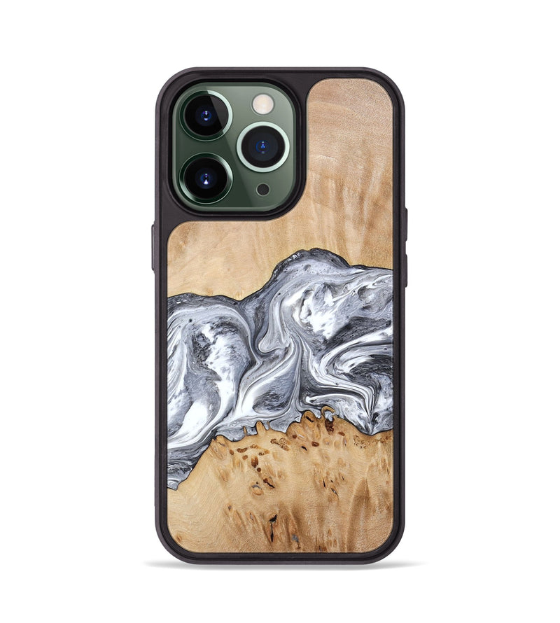 iPhone 13 Pro Wood Phone Case - Lea (Black & White, 773635)