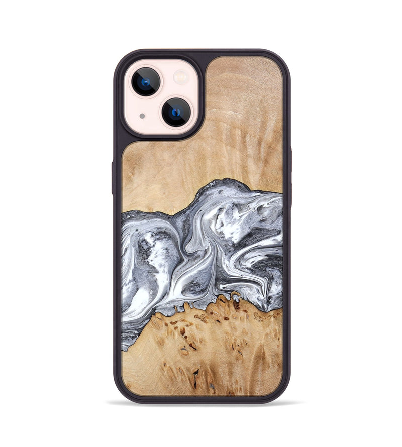 iPhone 14 Wood Phone Case - Lea (Black & White, 773635)