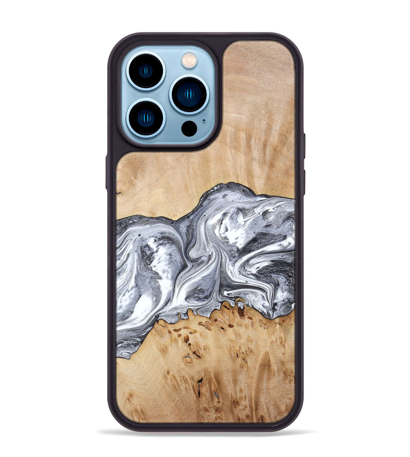 iPhone 14 Pro Max Wood Phone Case - Lea (Black & White, 773635)