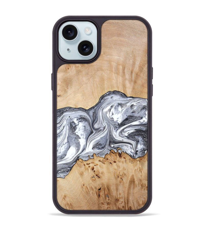 iPhone 15 Plus Wood Phone Case - Lea (Black & White, 773635)