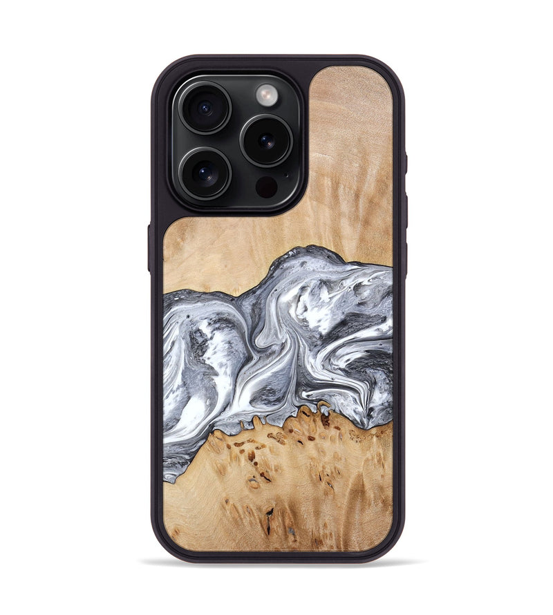 iPhone 15 Pro Wood Phone Case - Lea (Black & White, 773635)
