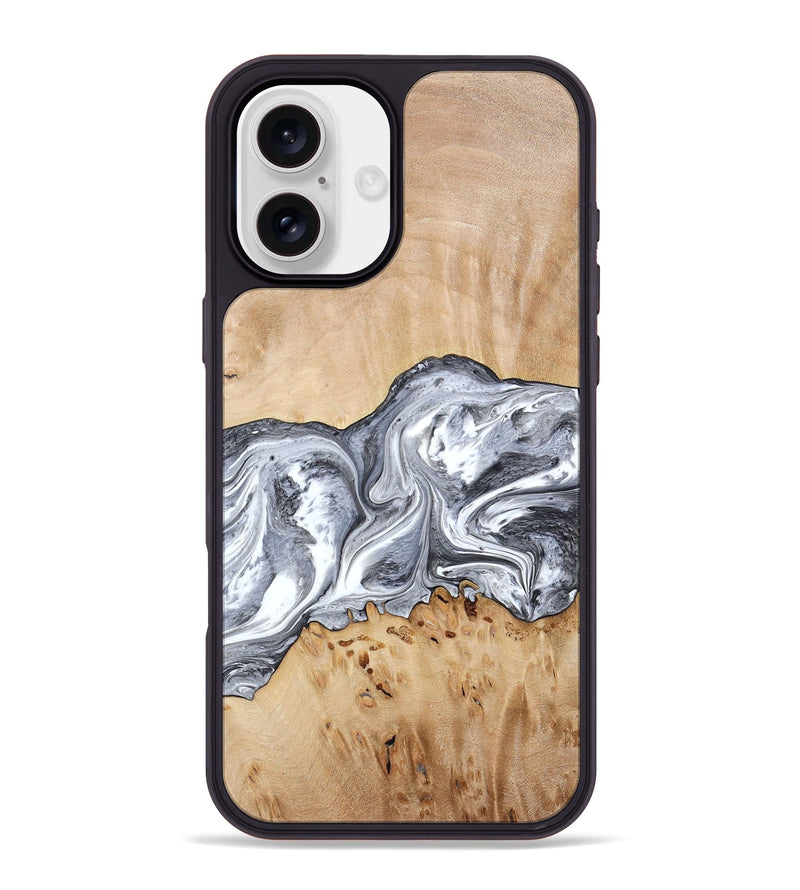 iPhone 16 Plus Wood Phone Case - Lea (Black & White, 773635)