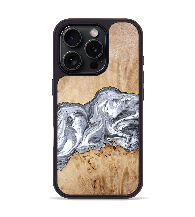 iPhone 16 Pro Wood Phone Case - Lea (Black & White, 773635)