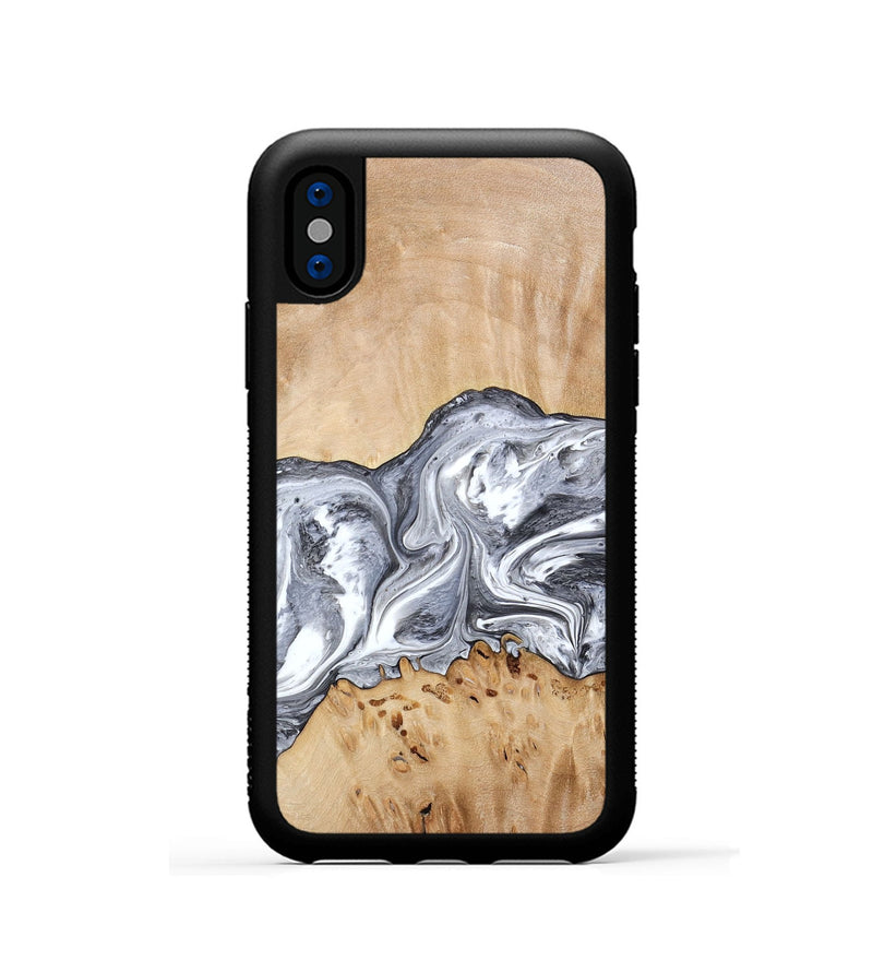 iPhone Xs Wood Phone Case - Lea (Black & White, 773635)
