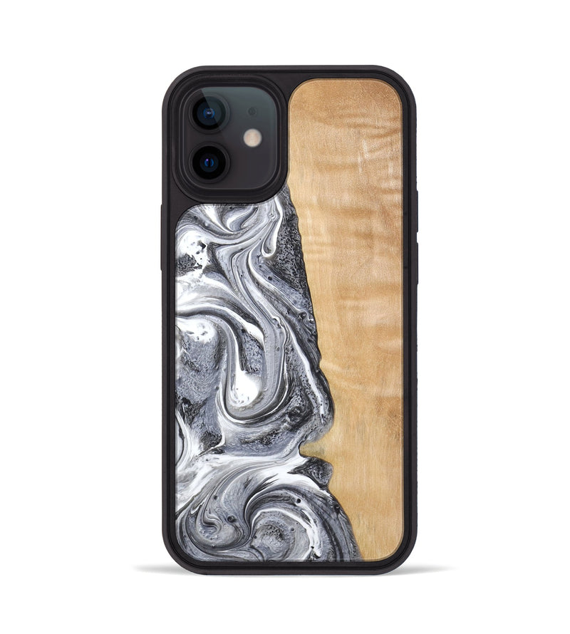 iPhone 12 Wood Phone Case - Dereck (Black & White, 773639)