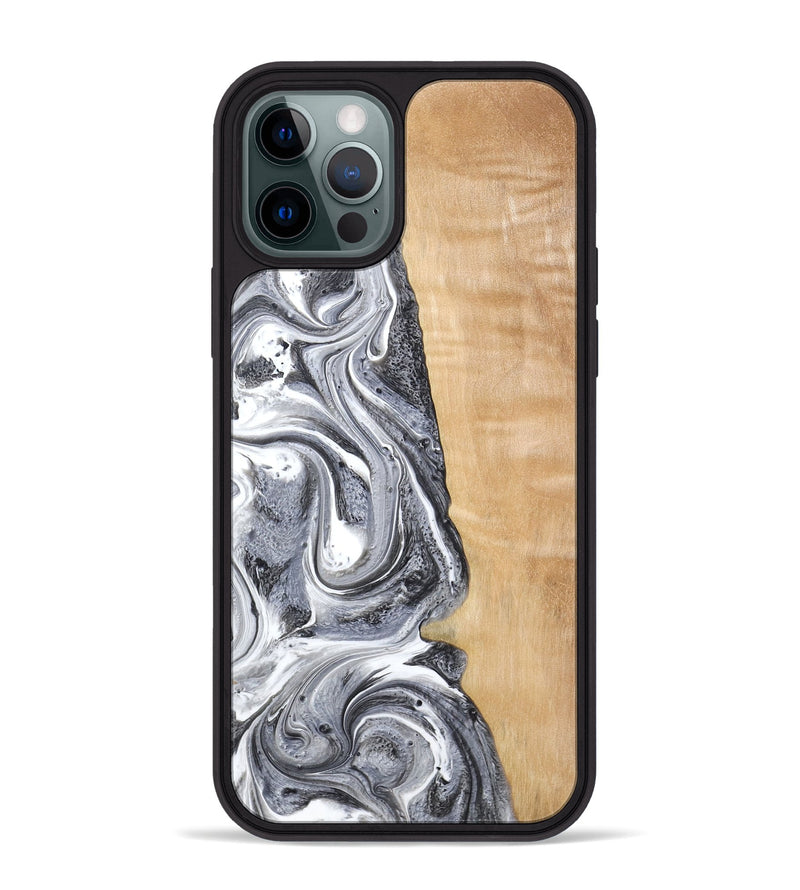 iPhone 12 Pro Max Wood Phone Case - Dereck (Black & White, 773639)