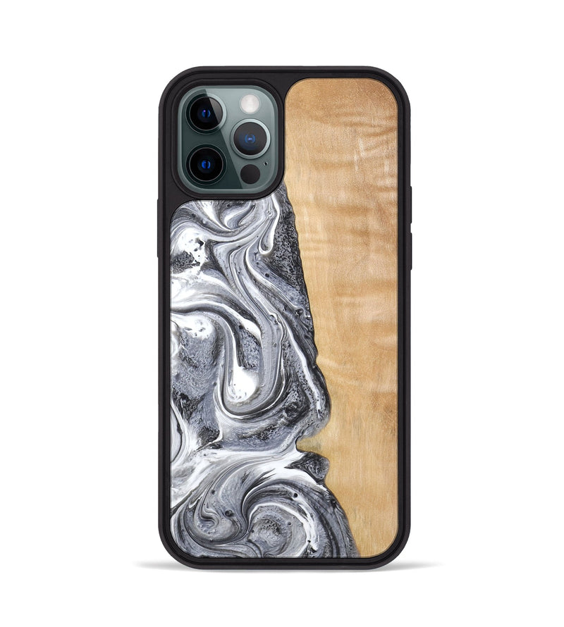 iPhone 12 Pro Wood Phone Case - Dereck (Black & White, 773639)
