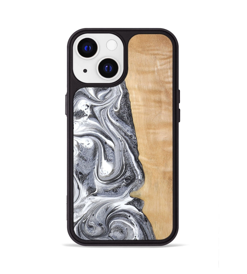 iPhone 13 Wood Phone Case - Dereck (Black & White, 773639)