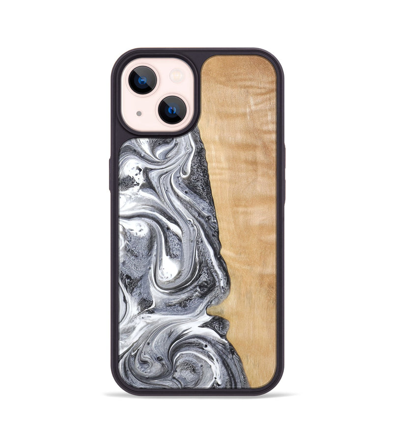 iPhone 14 Wood Phone Case - Dereck (Black & White, 773639)
