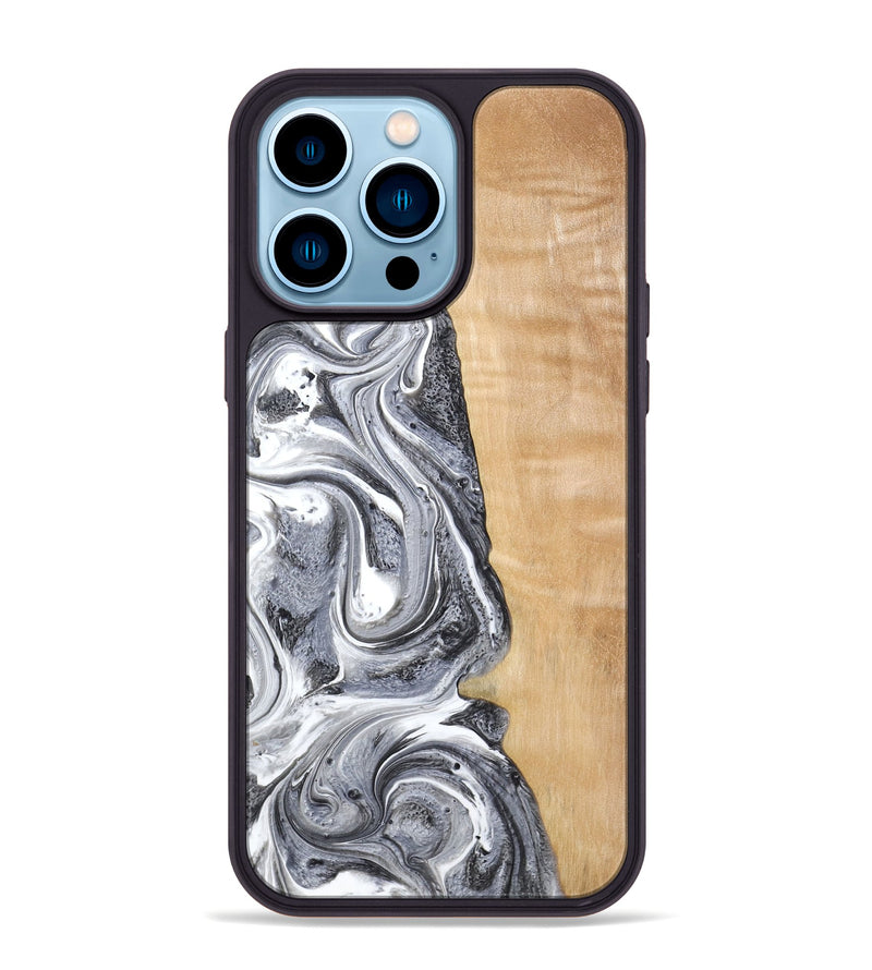 iPhone 14 Pro Max Wood Phone Case - Dereck (Black & White, 773639)