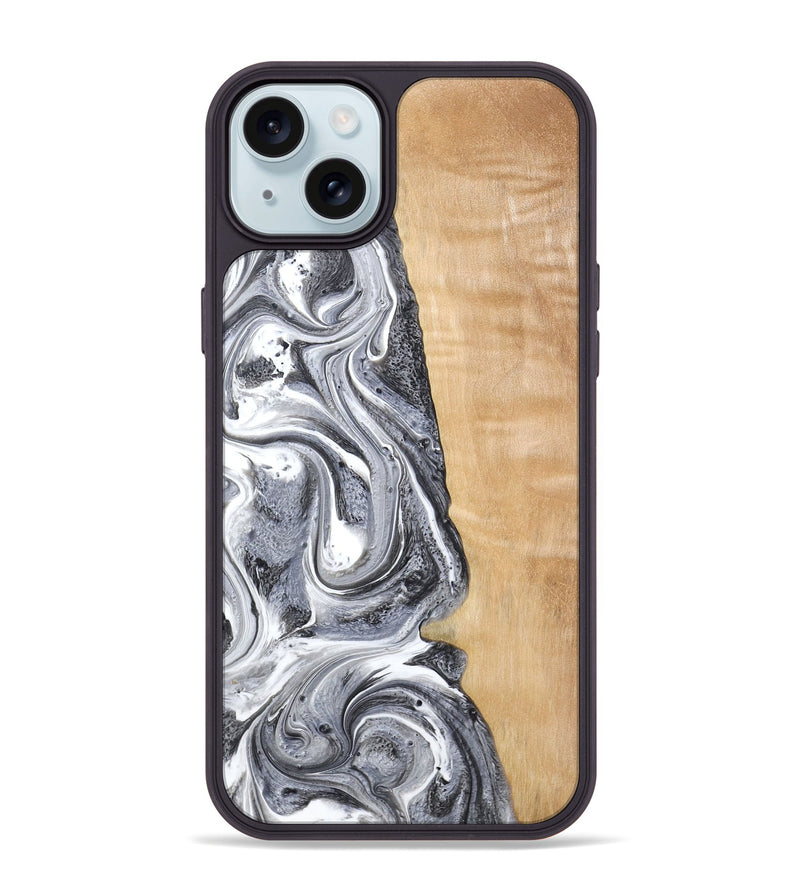 iPhone 15 Plus Wood Phone Case - Dereck (Black & White, 773639)