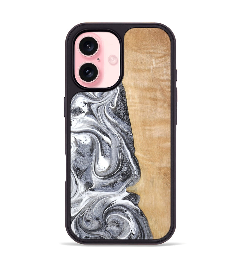 iPhone 16 Wood Phone Case - Dereck (Black & White, 773639)