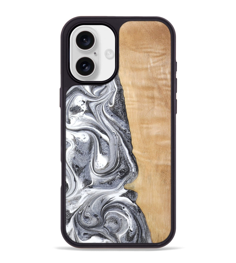 iPhone 16 Plus Wood Phone Case - Dereck (Black & White, 773639)