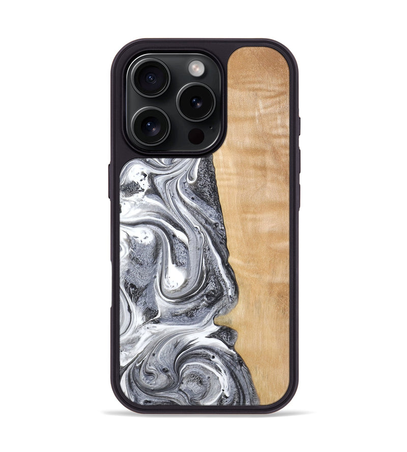 iPhone 16 Pro Wood Phone Case - Dereck (Black & White, 773639)