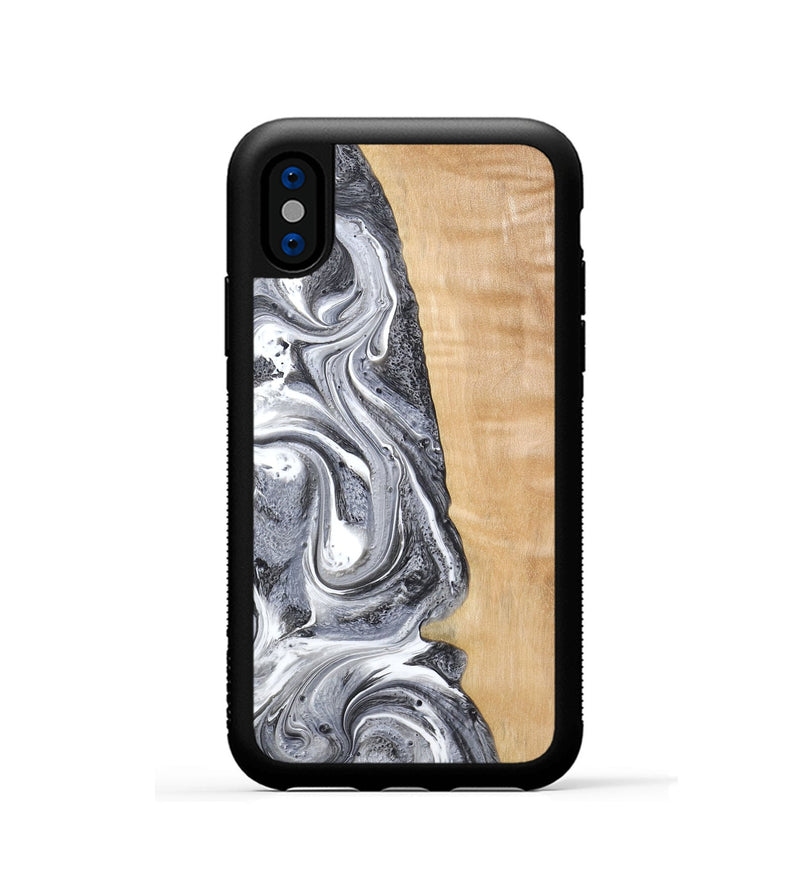 iPhone Xs Wood Phone Case - Dereck (Black & White, 773639)