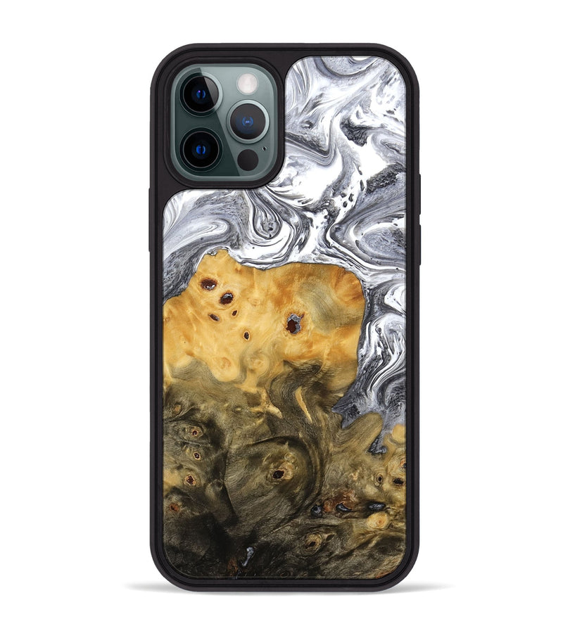 iPhone 12 Pro Max Wood Phone Case - Sean (Black & White, 773642)