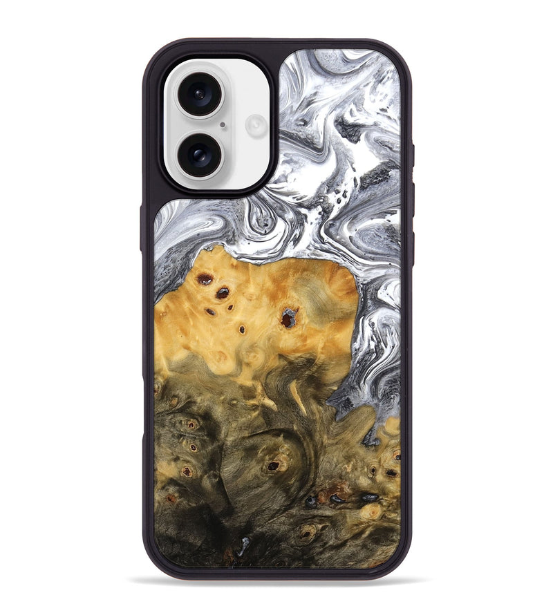 iPhone 16 Plus Wood Phone Case - Sean (Black & White, 773642)