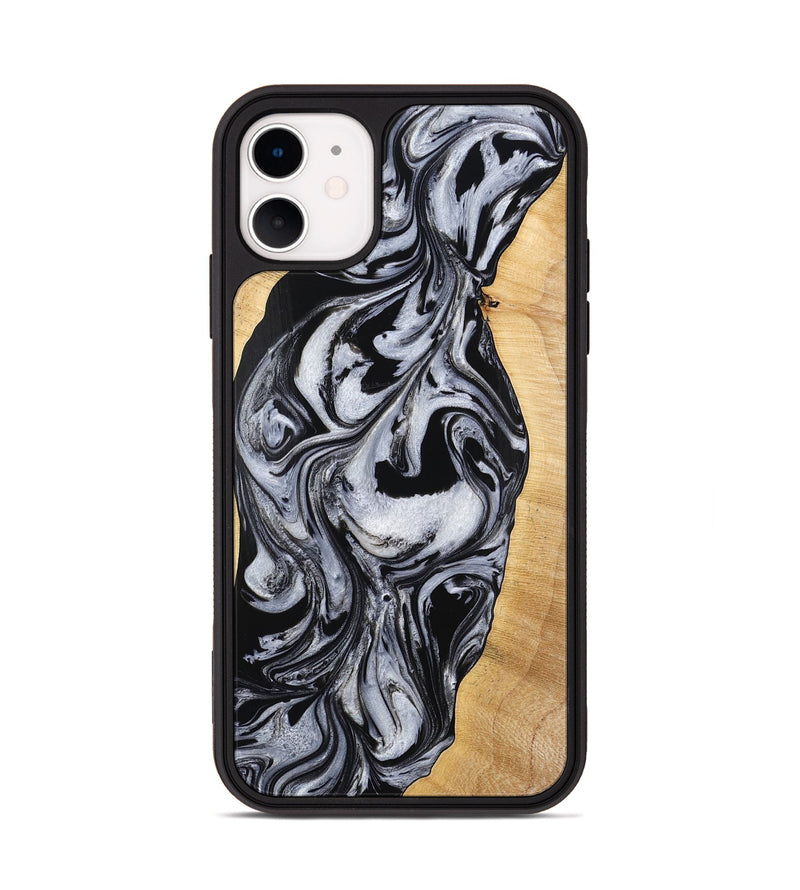 iPhone 11 Wood Phone Case - Alina (Black & White, 773643)