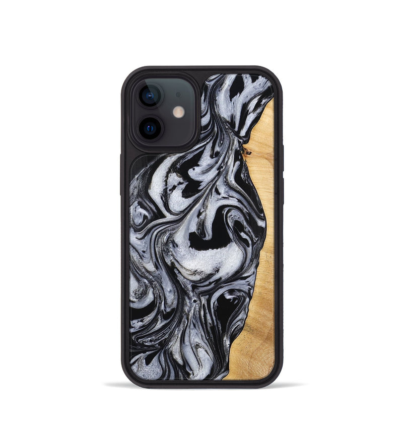 iPhone 12 mini Wood Phone Case - Alina (Black & White, 773643)