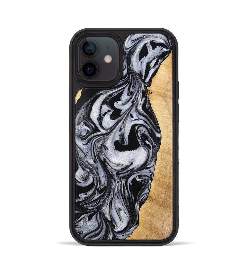 iPhone 12 Wood Phone Case - Alina (Black & White, 773643)