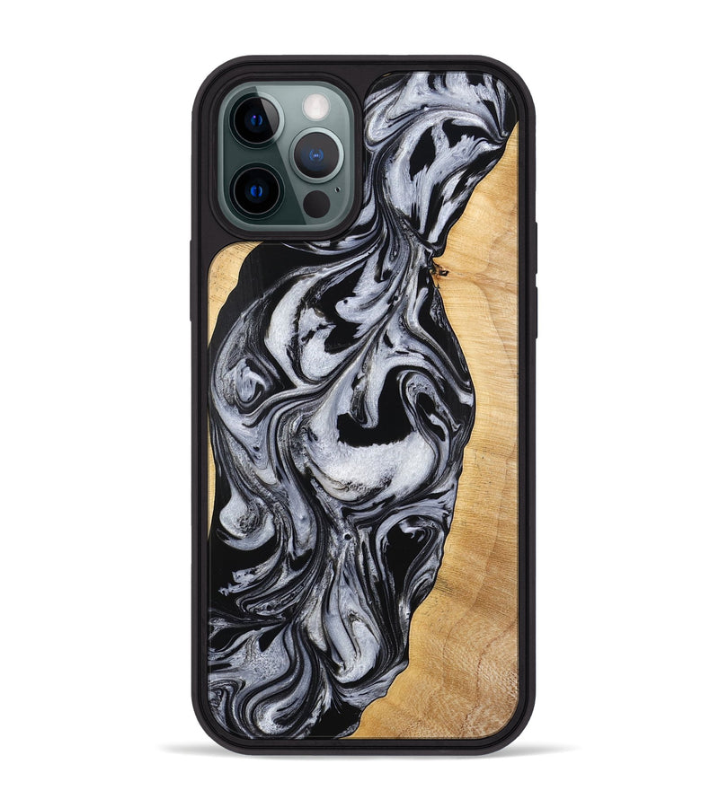 iPhone 12 Pro Max Wood Phone Case - Alina (Black & White, 773643)