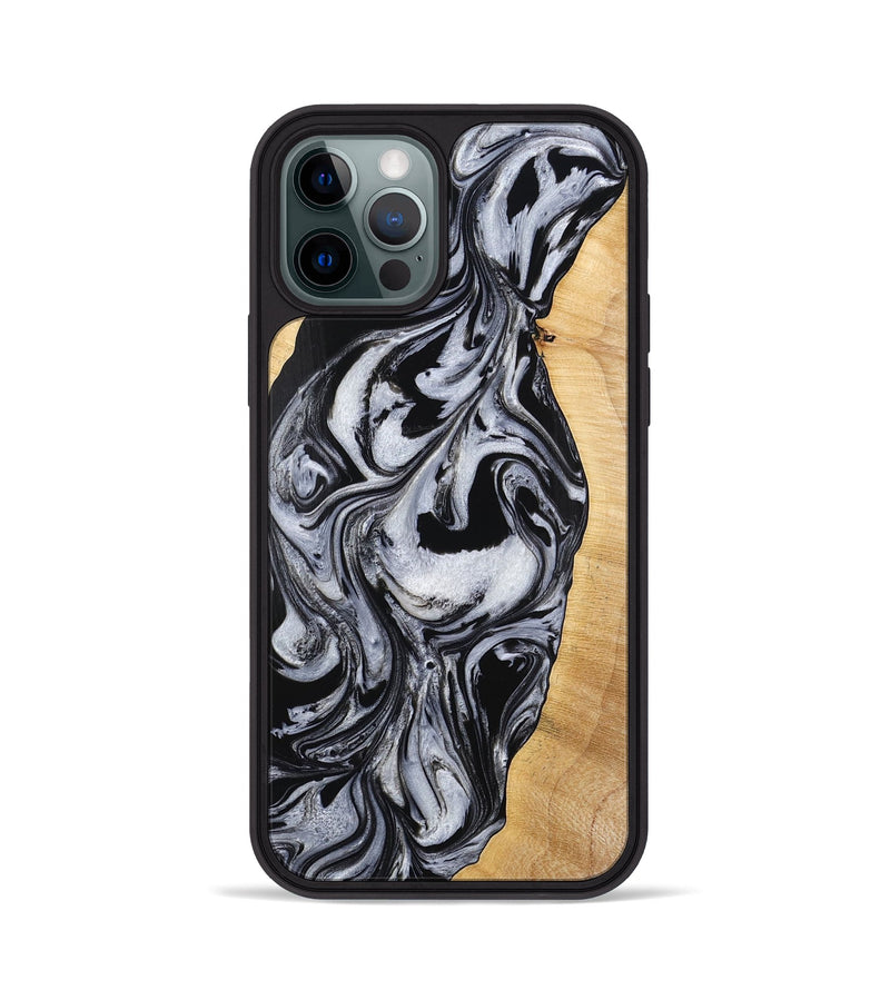 iPhone 12 Pro Wood Phone Case - Alina (Black & White, 773643)