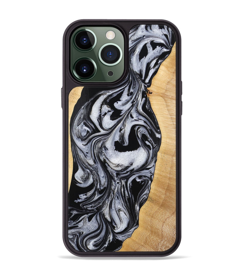 iPhone 13 Pro Max Wood Phone Case - Alina (Black & White, 773643)