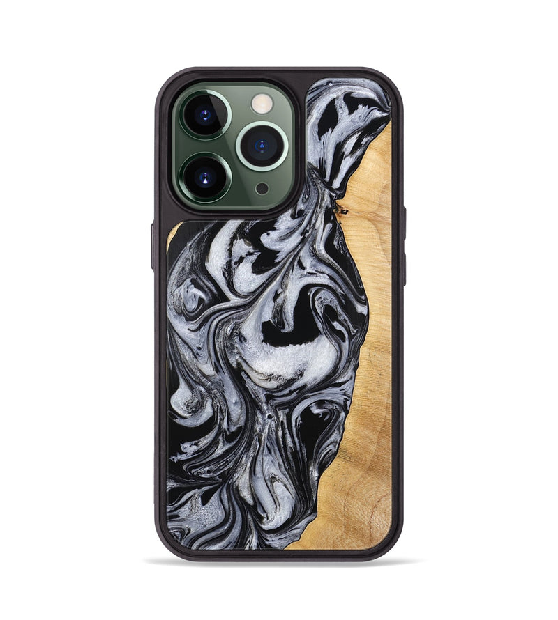 iPhone 13 Pro Wood Phone Case - Alina (Black & White, 773643)