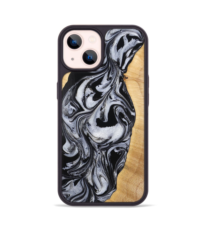 iPhone 14 Wood Phone Case - Alina (Black & White, 773643)