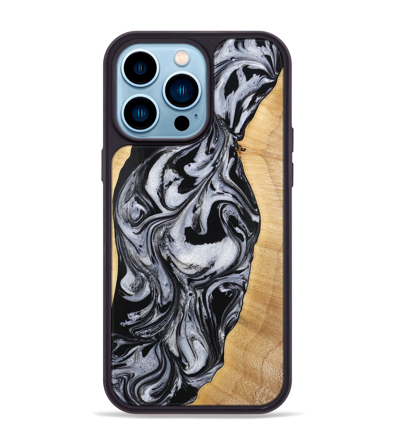 iPhone 14 Pro Max Wood Phone Case - Alina (Black & White, 773643)