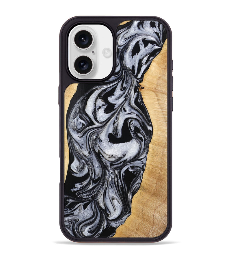 iPhone 16 Plus Wood Phone Case - Alina (Black & White, 773643)