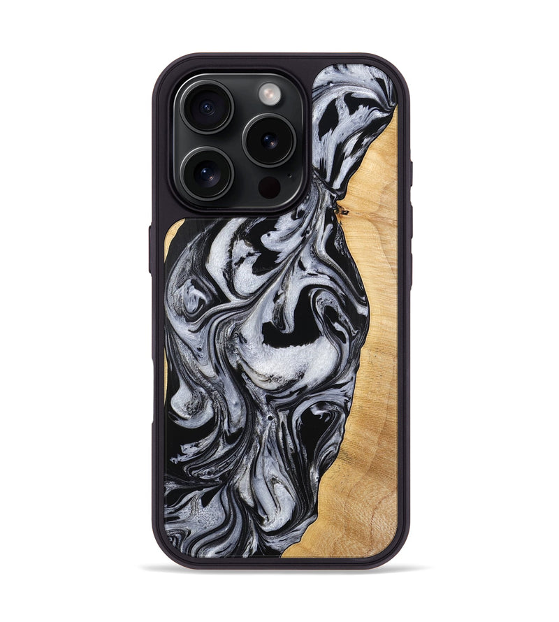 iPhone 16 Pro Wood Phone Case - Alina (Black & White, 773643)