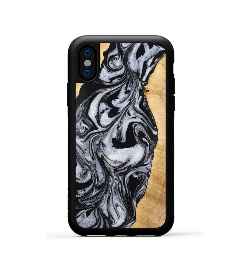 iPhone Xs Wood Phone Case - Alina (Black & White, 773643)