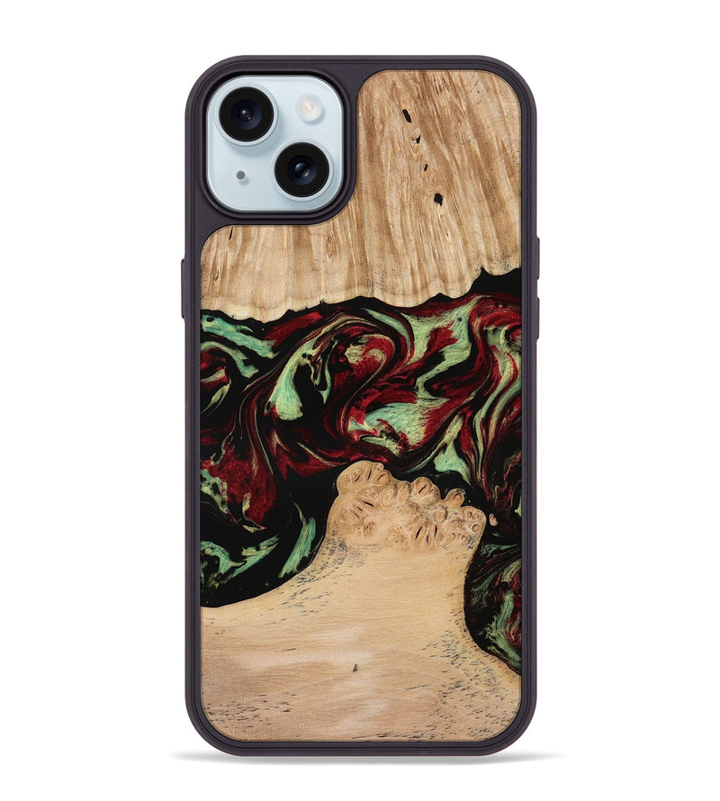 iPhone 15 Plus Wood Phone Case - Jordon (Red, 773831)