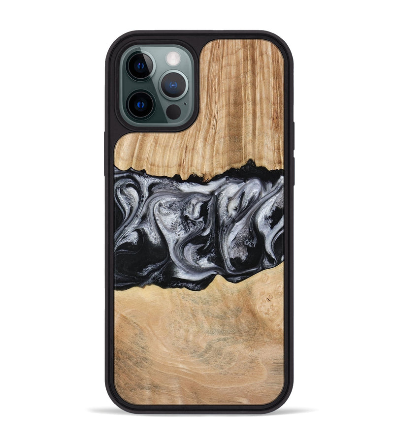 iPhone 12 Pro Max Wood Phone Case - Jordan (Black & White, 773855)