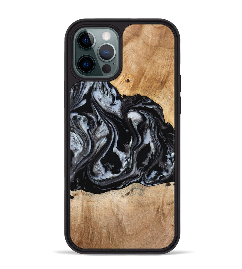 iPhone 12 Pro Max Wood Phone Case - Roberto (Black & White, 774922)