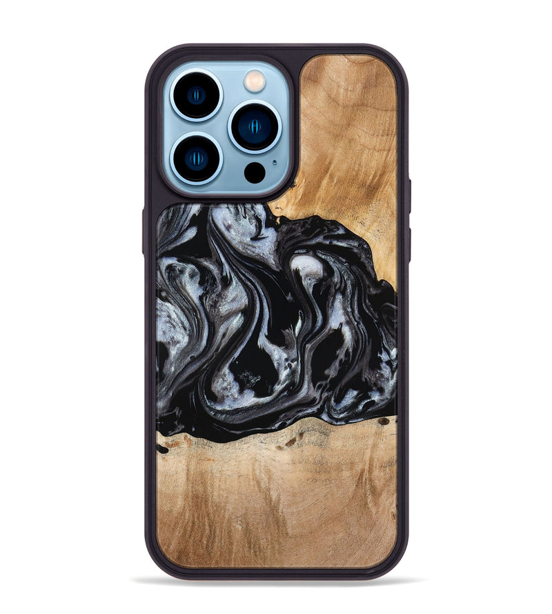 iPhone 14 Pro Max Wood Phone Case - Roberto (Black & White, 774922)