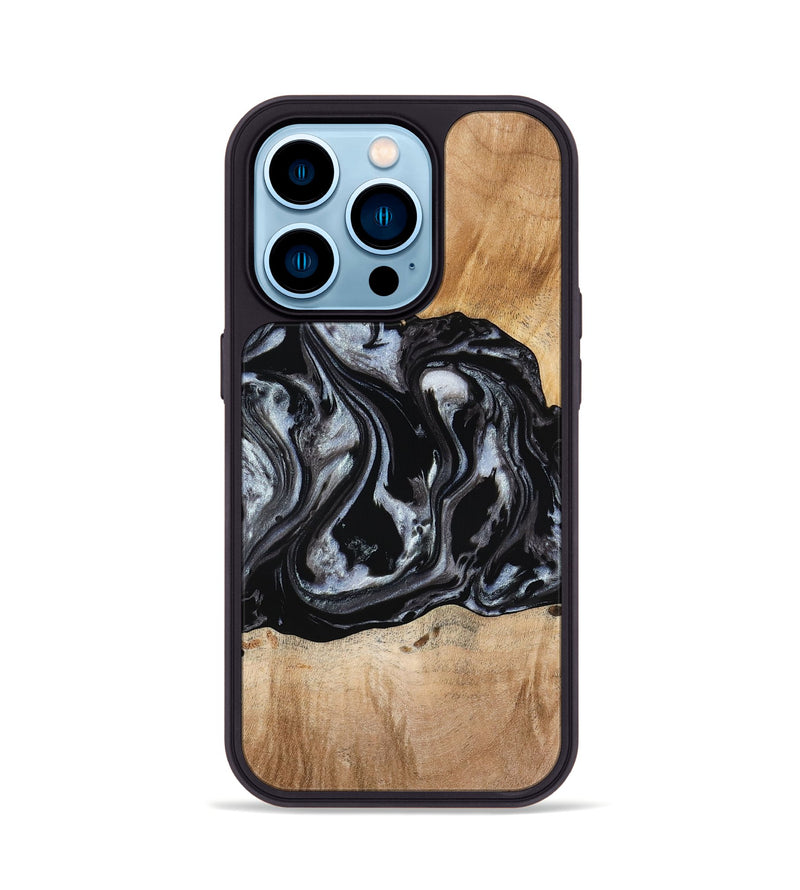 iPhone 14 Pro Wood Phone Case - Roberto (Black & White, 774922)