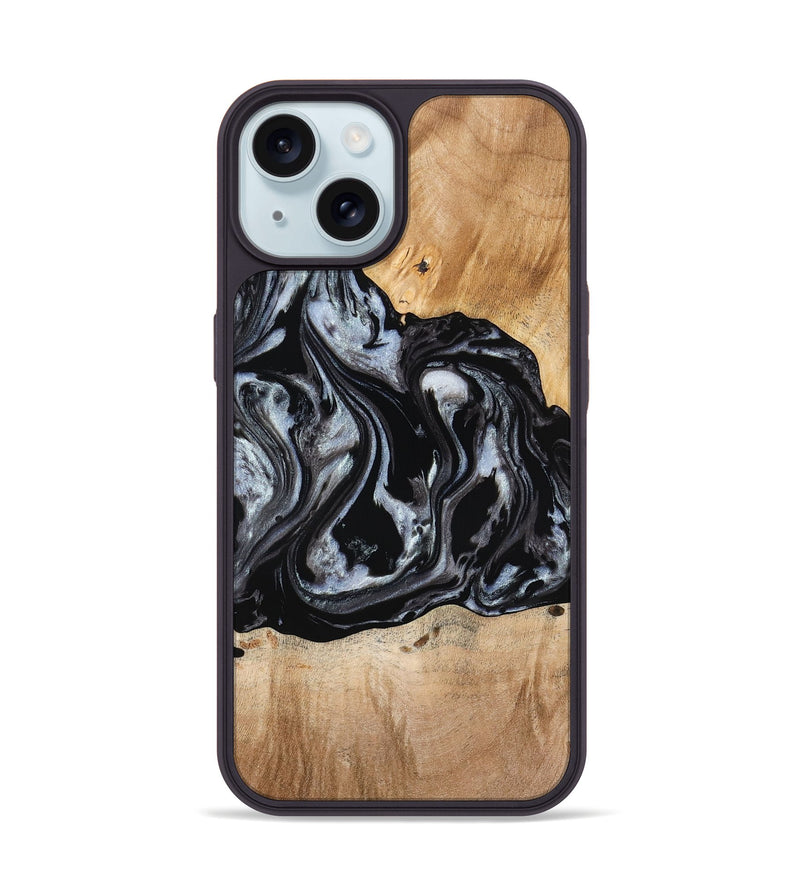 iPhone 15 Wood Phone Case - Roberto (Black & White, 774922)