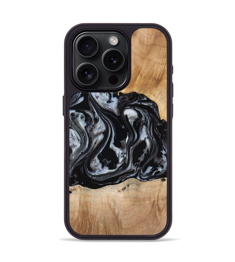 iPhone 15 Pro Wood Phone Case - Roberto (Black & White, 774922)