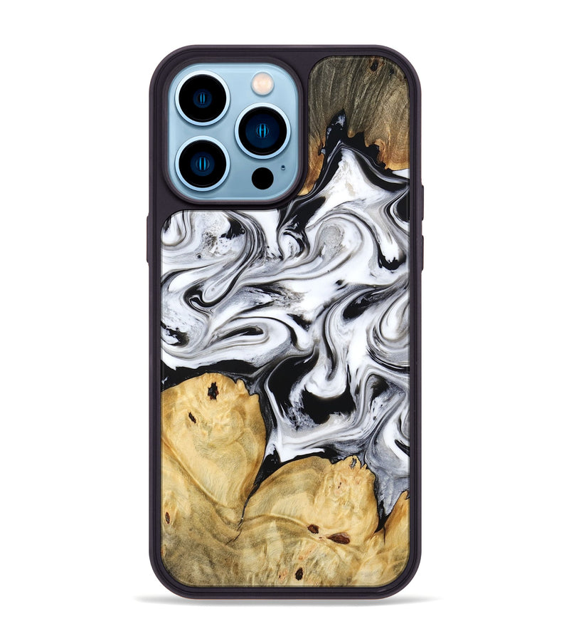 iPhone 14 Pro Max Wood Phone Case - Lashawn (Black & White, 774923)